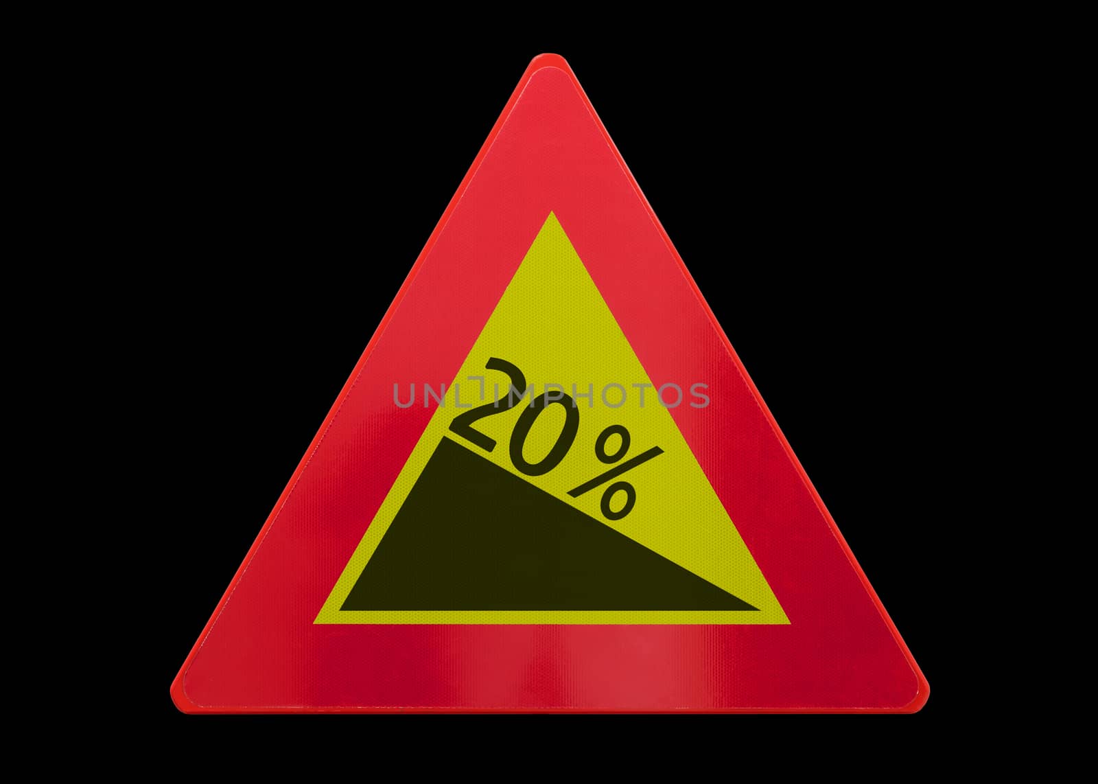 Traffic sign isolated - Grade, slope 20% by michaklootwijk