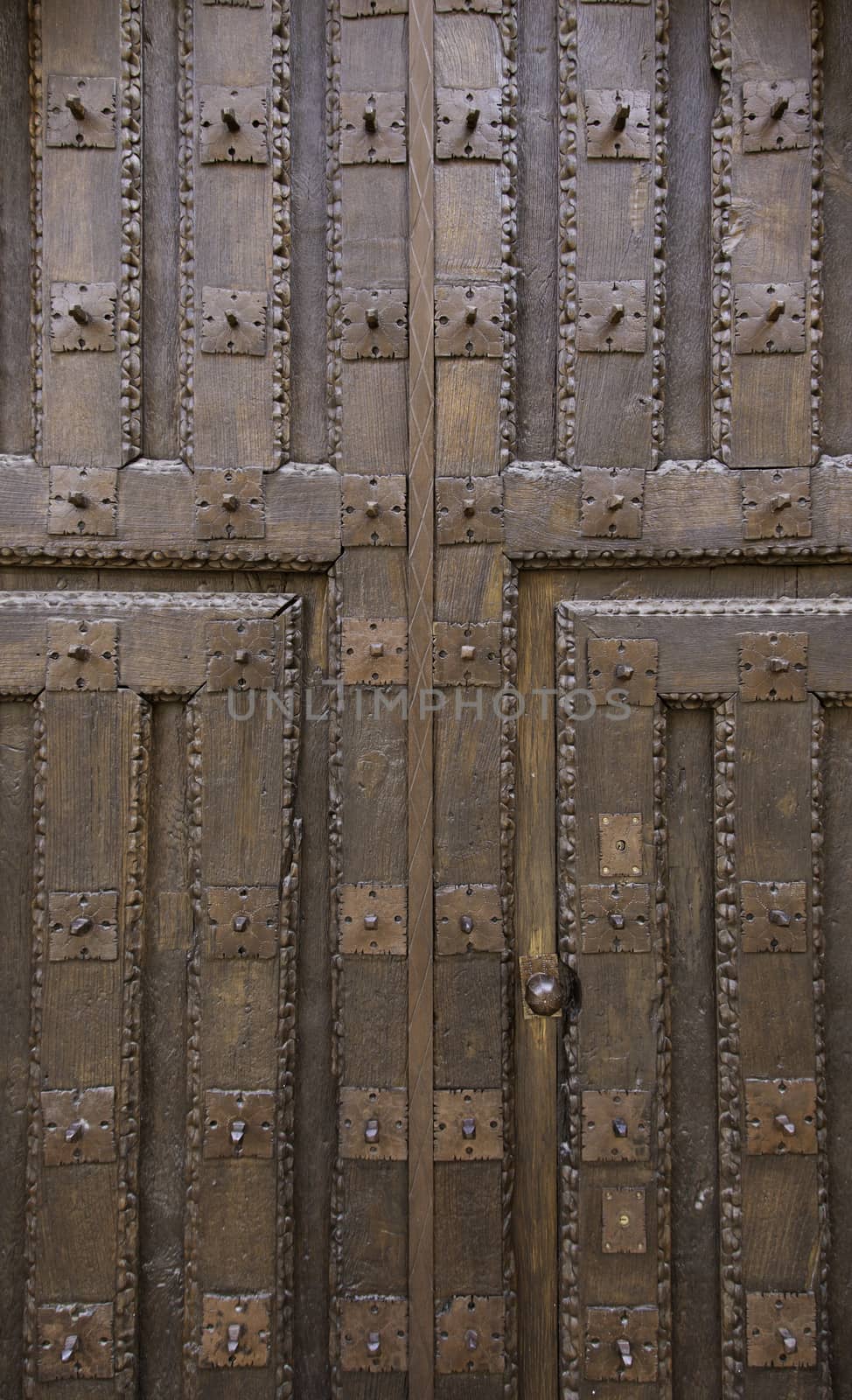 Old wooden door, old door detail of classic wood texture background with historical