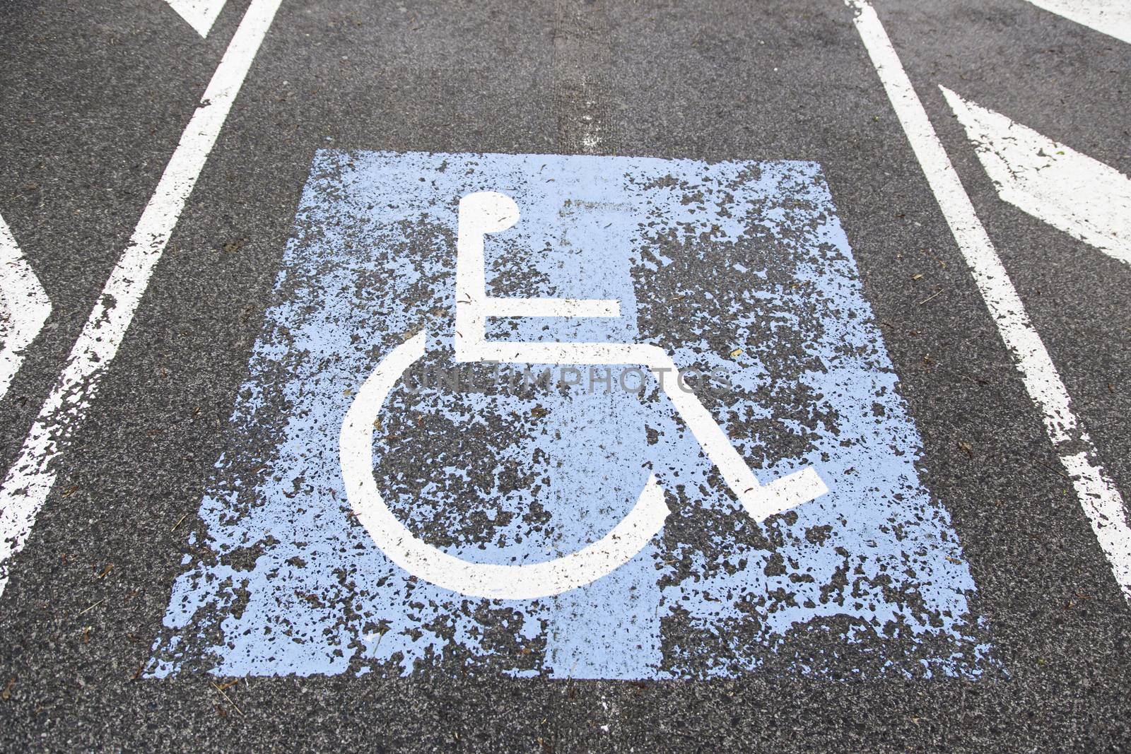 Sign disabled, detail of a signal in a parking support