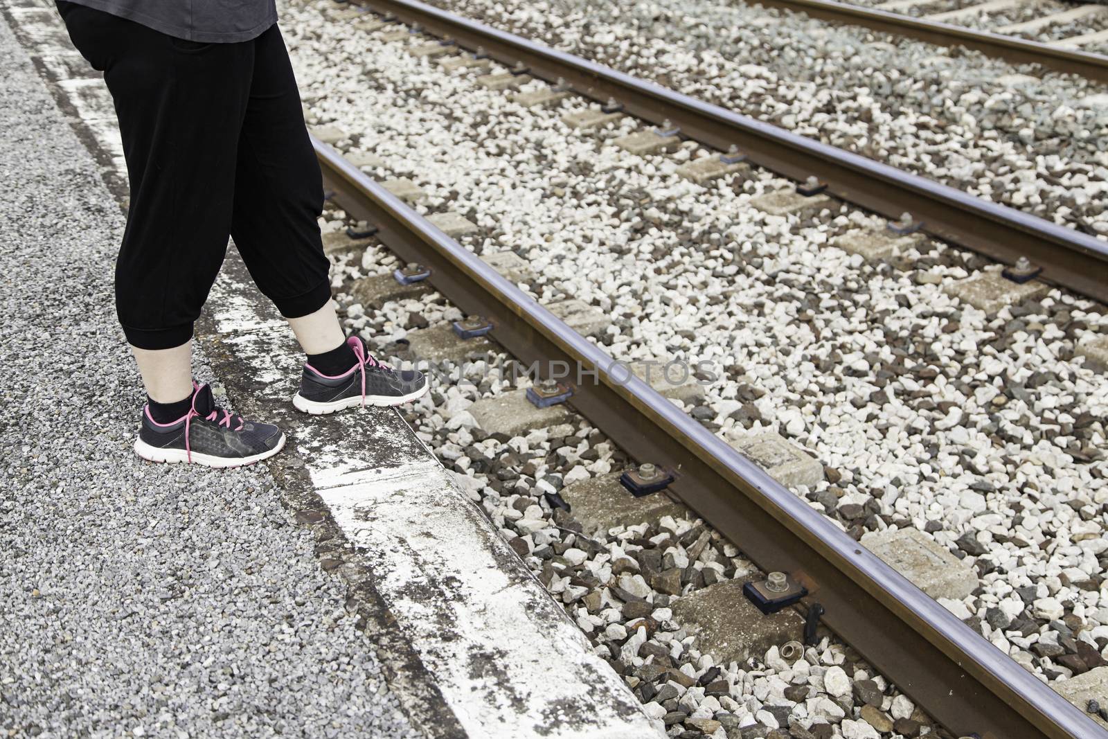 Waiting on the train tracks, travel