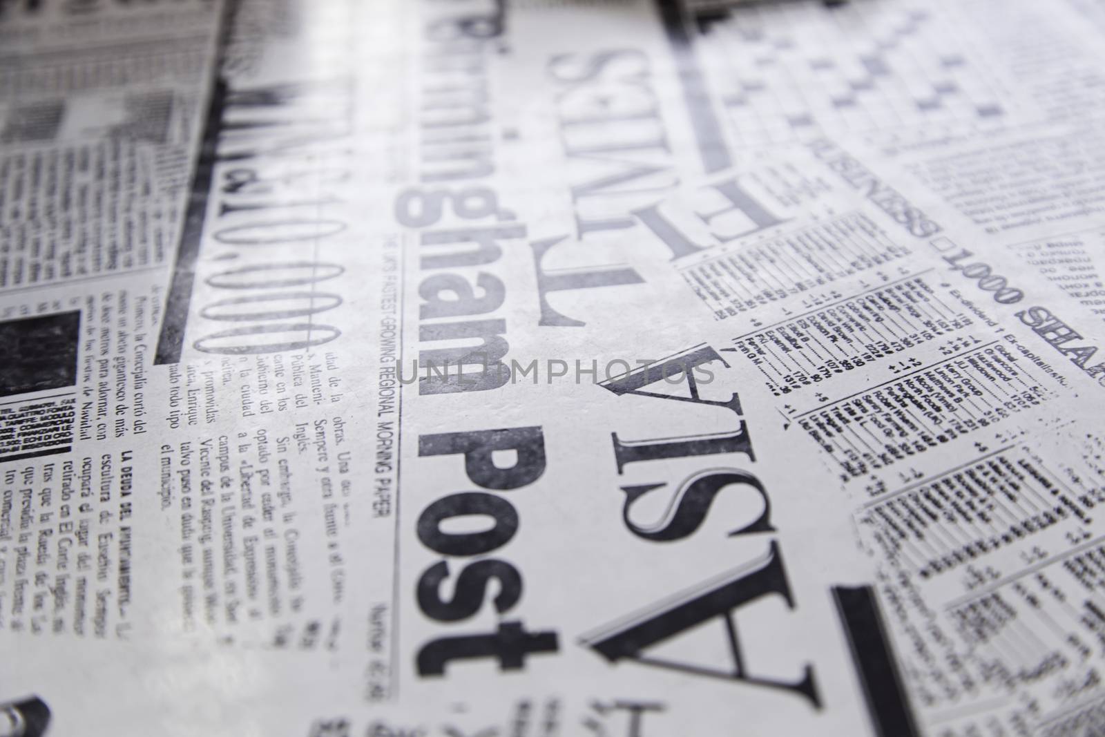 World newspapers, detail of newspapers with news, information and reading