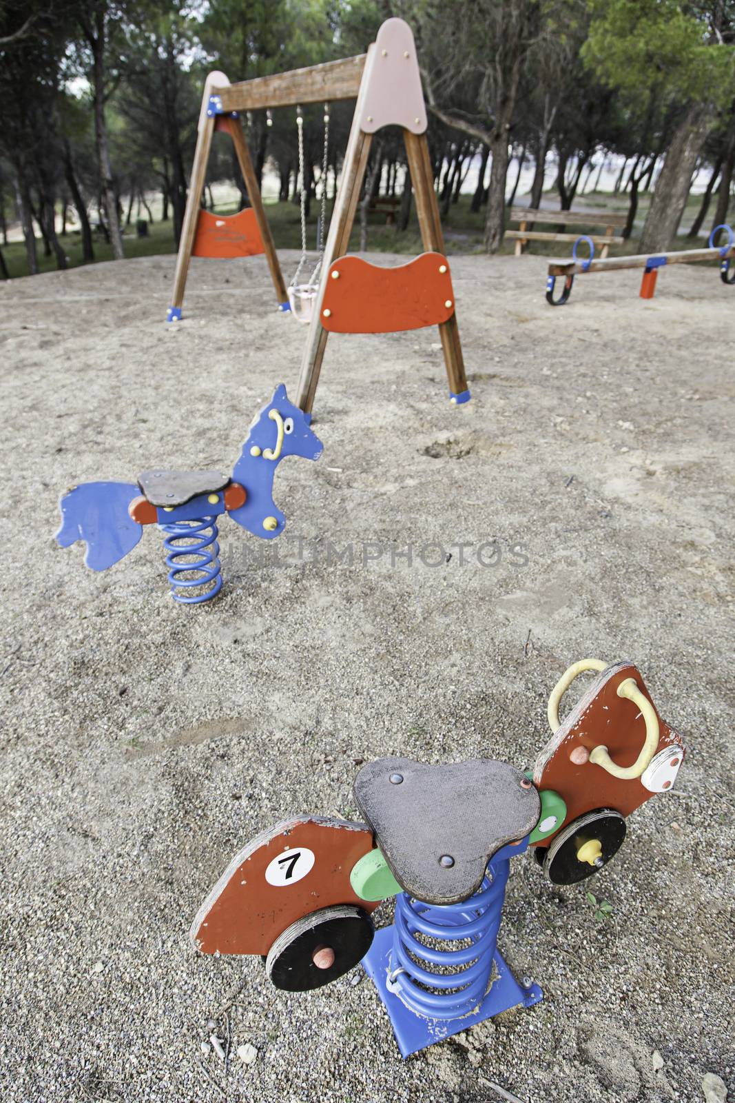 Playground in nature, detail Playground in a field