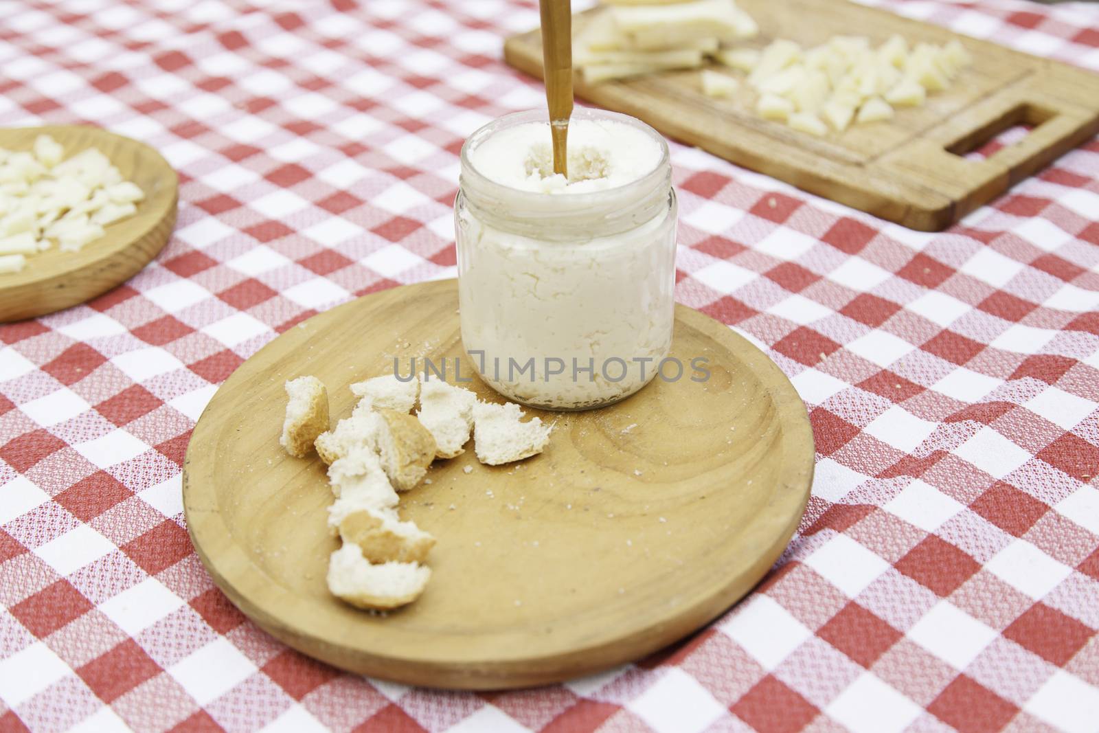 Homemade cream cheese, detail of a traditional dairy product