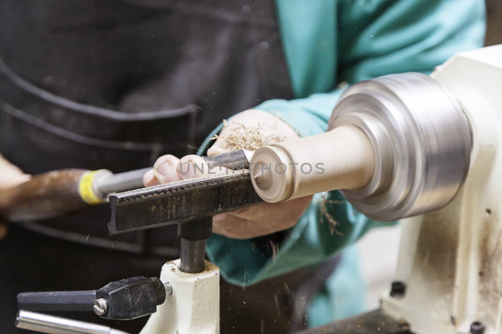 Craftsman working with wood, detail of an ancient craft, art wood