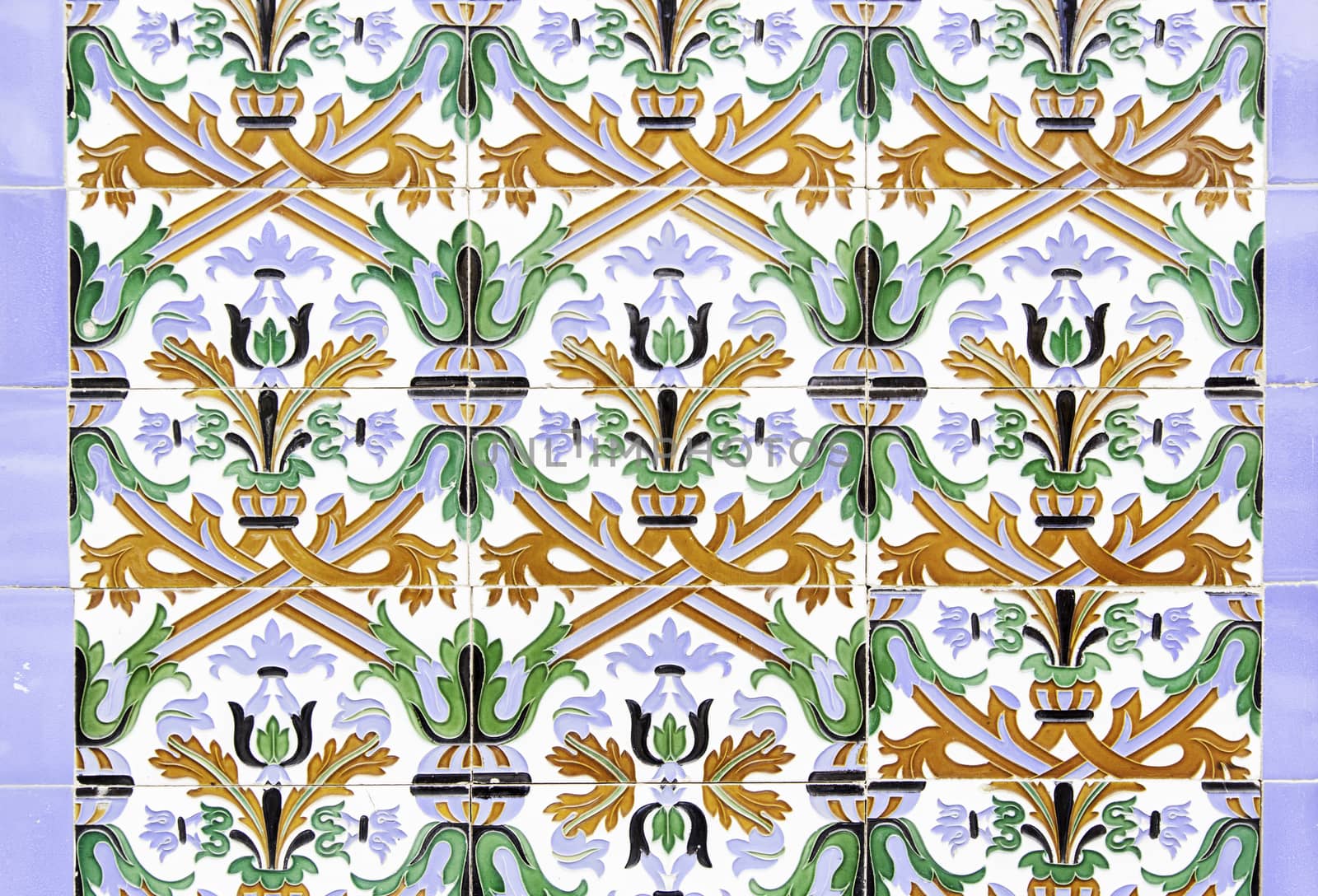 Portugal colorful tiles, detail of decoration