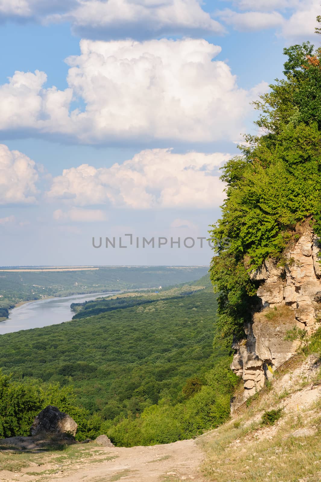 Cliff near the Dniester river, landscape of Moldova by starush