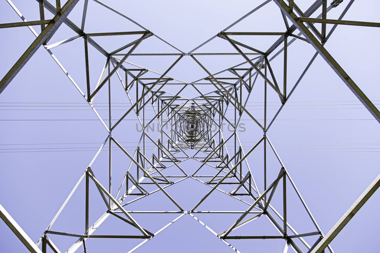 Metal electrical tower, detail of an installation of electric transport