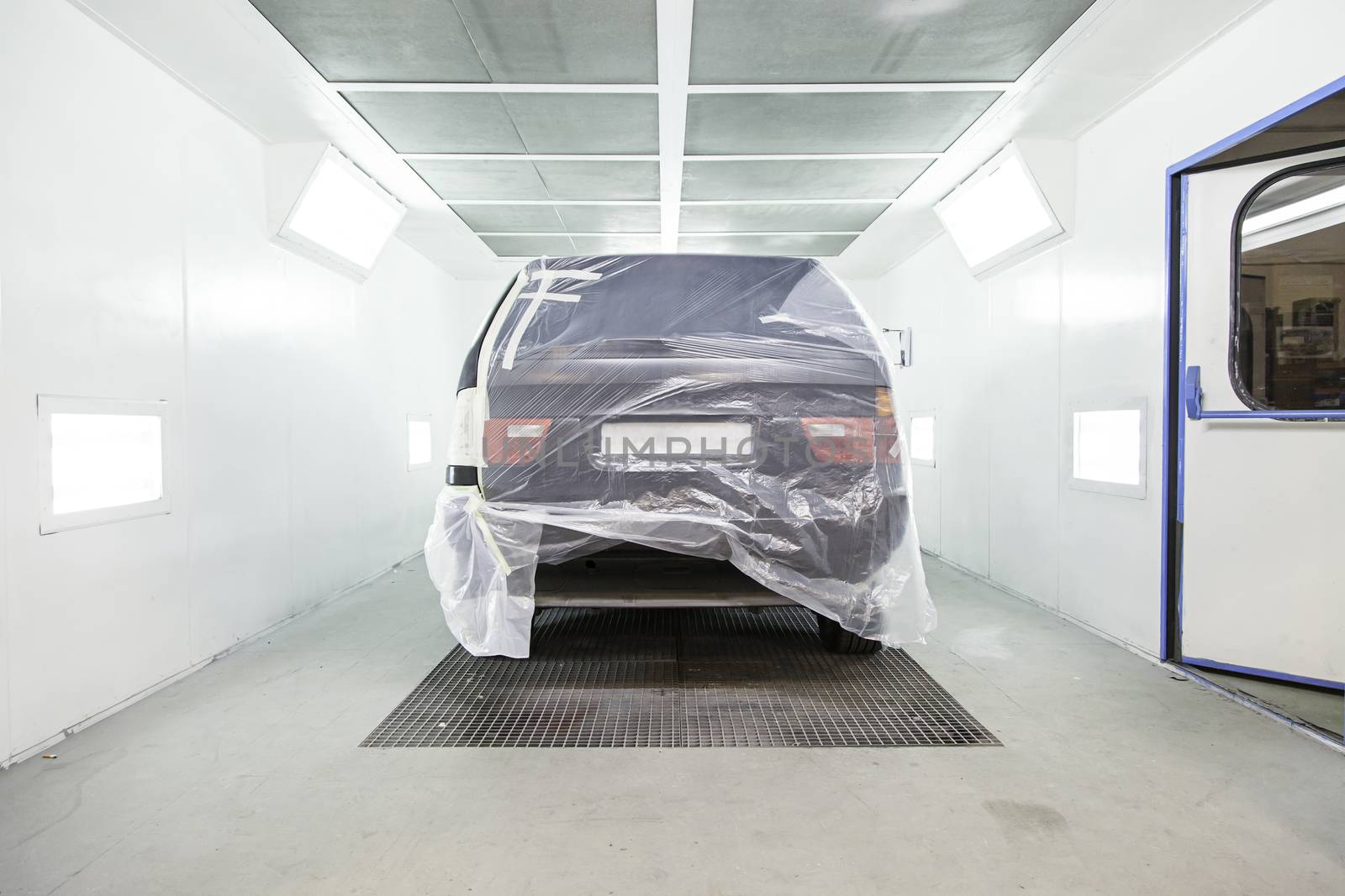 Car painting booth, detail of a place to repair and paint cars