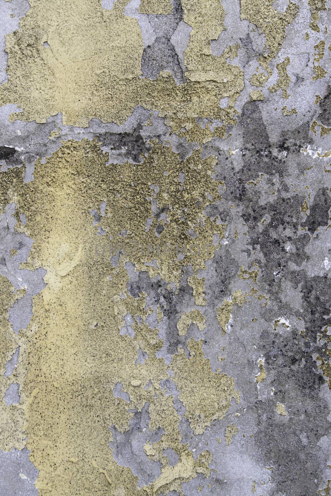 Wall moisture and destruction, detail of abandonment and old, cracks