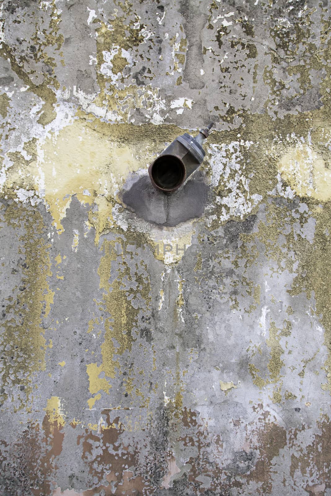Wall moisture and destruction, detail of abandonment and old, cracks
