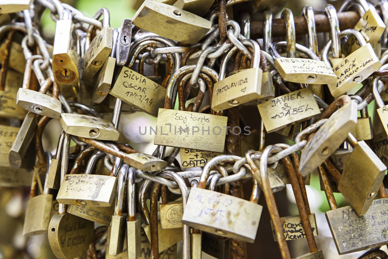 Padlock symbol of love, detail of love and couple sign