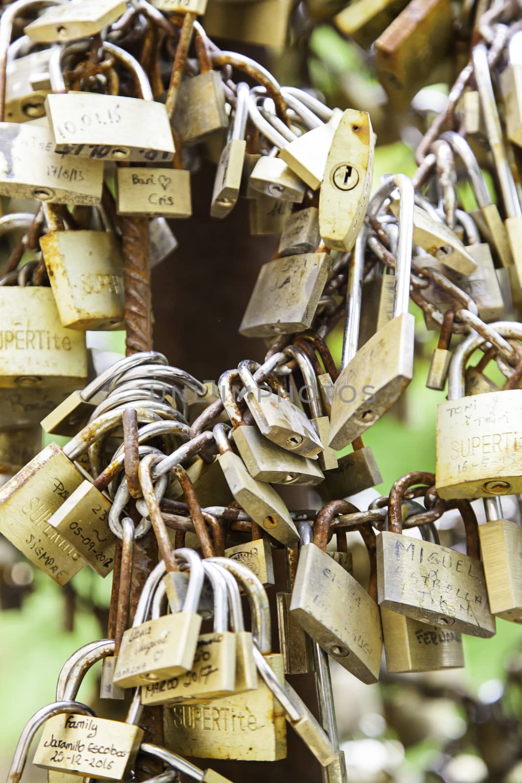 Padlock symbol of love, detail of love and couple sign