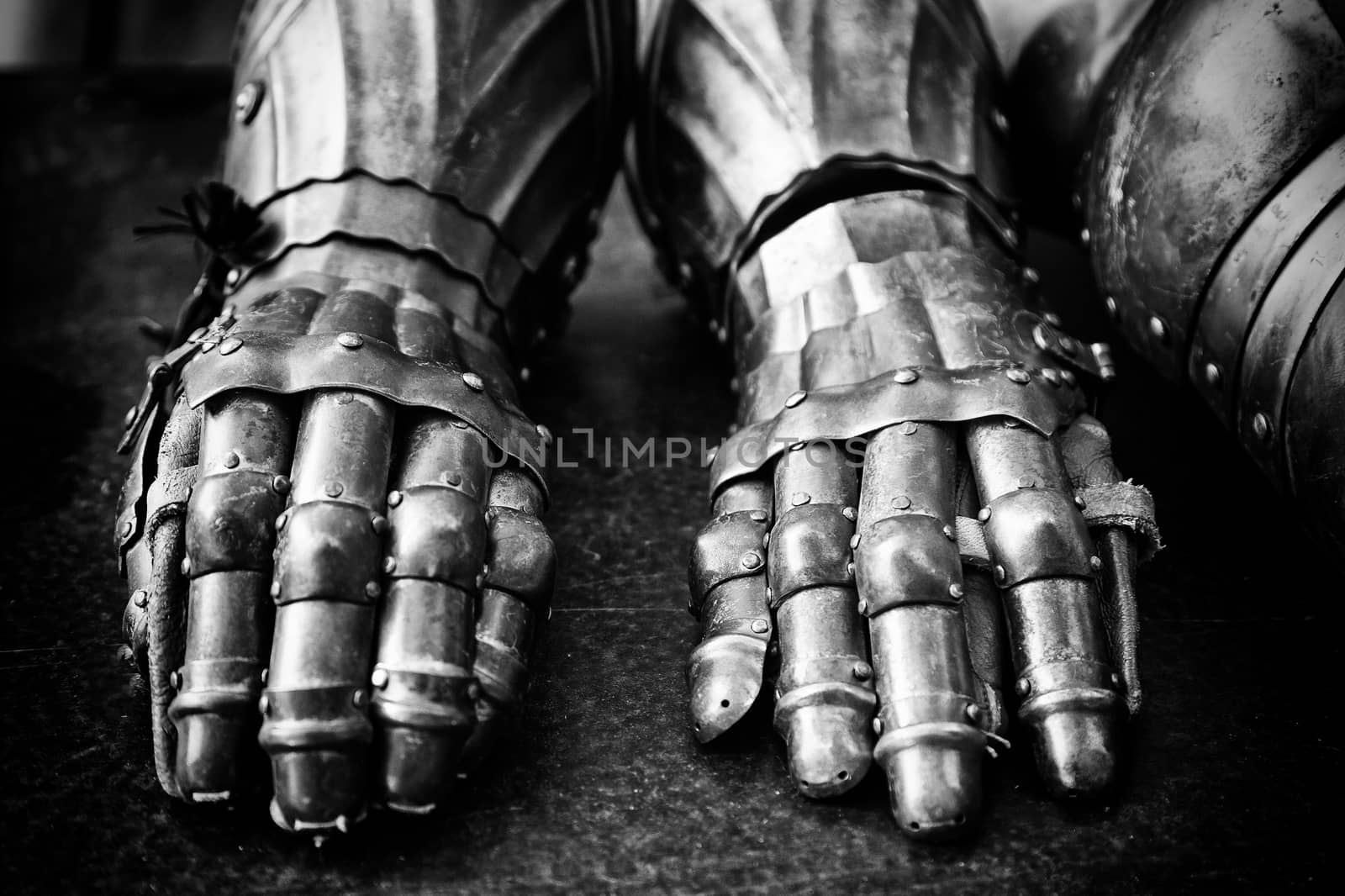 Medieval armor, detail of an ancient armor of war and protection, bloody history