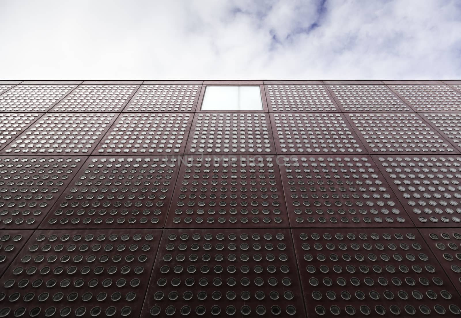 Perspective Building, detail of a tall building on the outside of a city, modern architecture