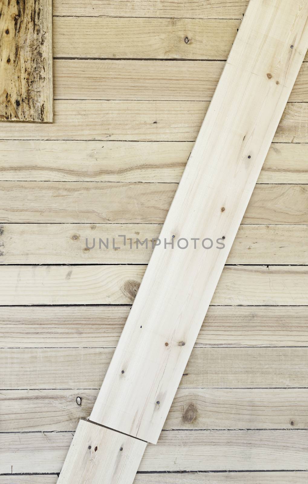 Wooden background with tables, detail of a wooden wall on a construction, background with texture