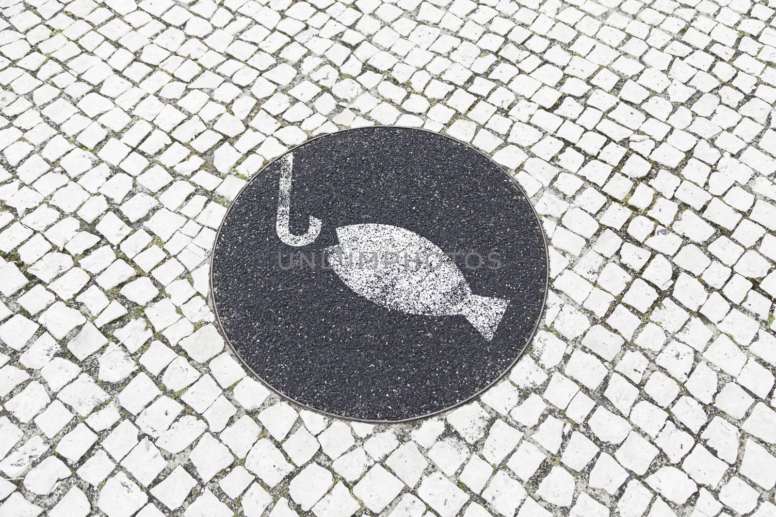 Fishing allowed sign, detail of a signal information for fishermen