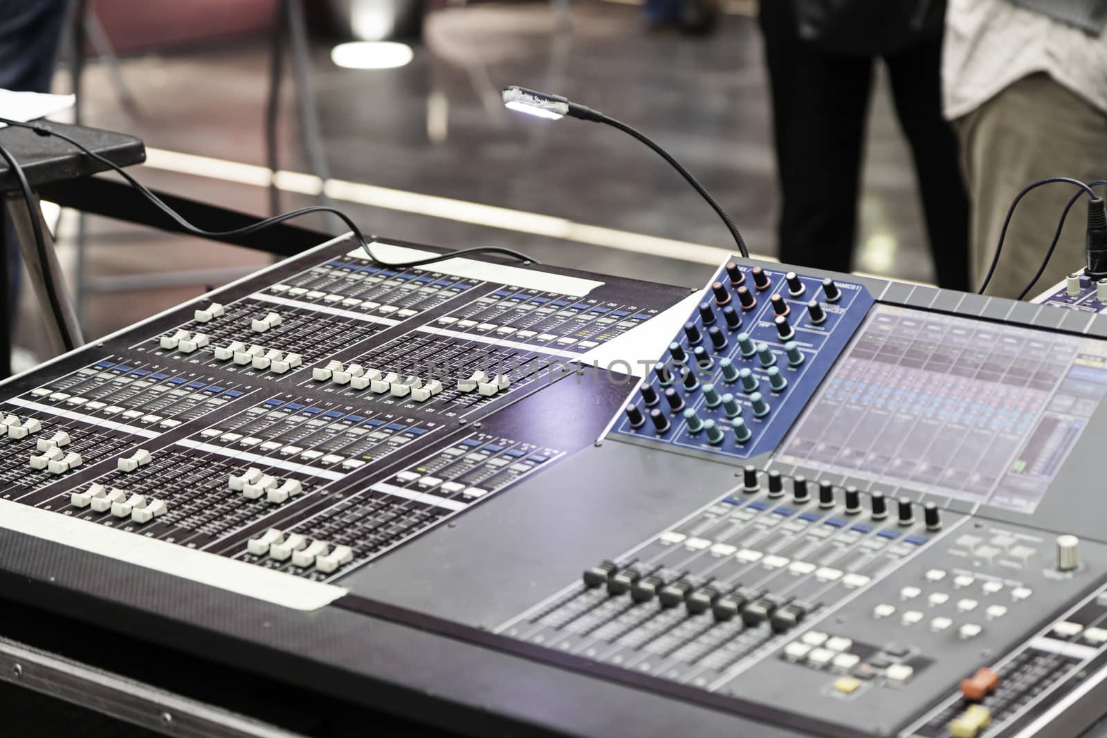 Detail of a concert mixer, mixer to control the volume and music, exploration and entertainment