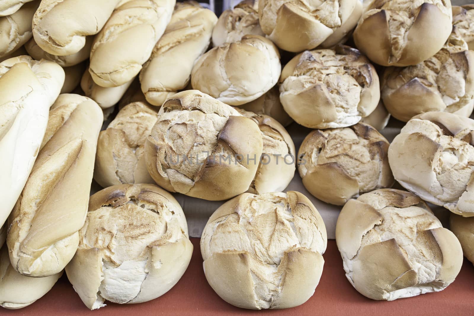 Artisan bread in a market, a product detail of daily food, food healthy lifestyle