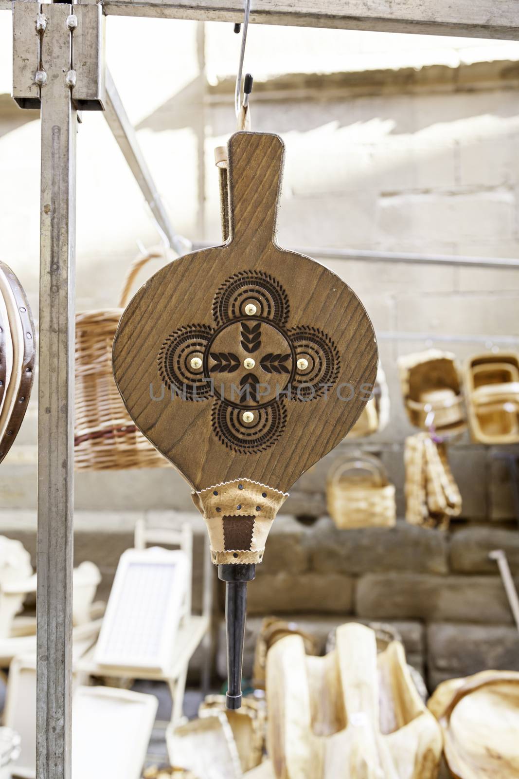 Forks and spoons, detail of silverware made of wood, craftsmanship and tradition