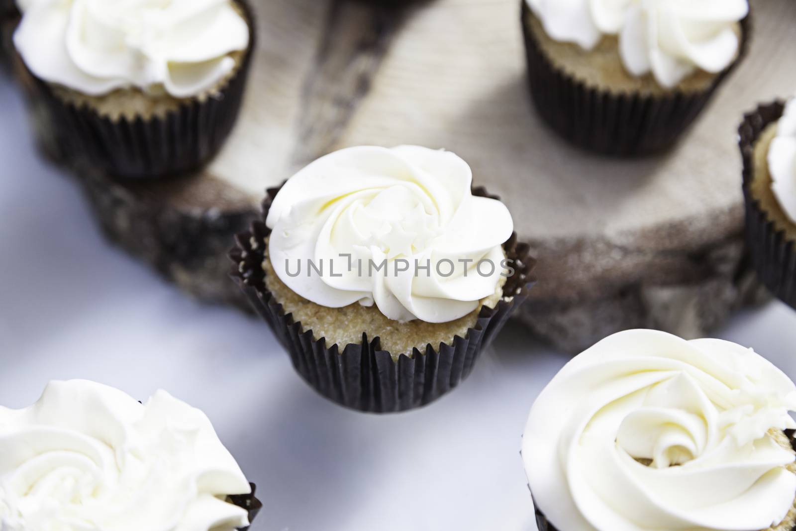 Sweet cupcakes decorated dessert detail flavors, colors and decoration, party and celebration