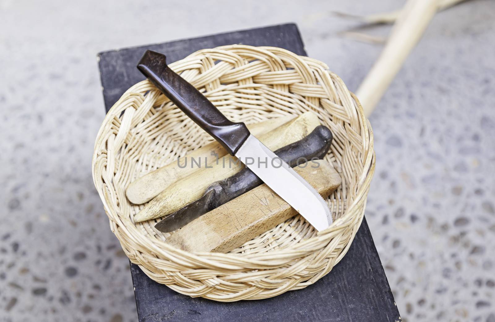 Knives and tools, detail of a craft cutting tools, manual labor