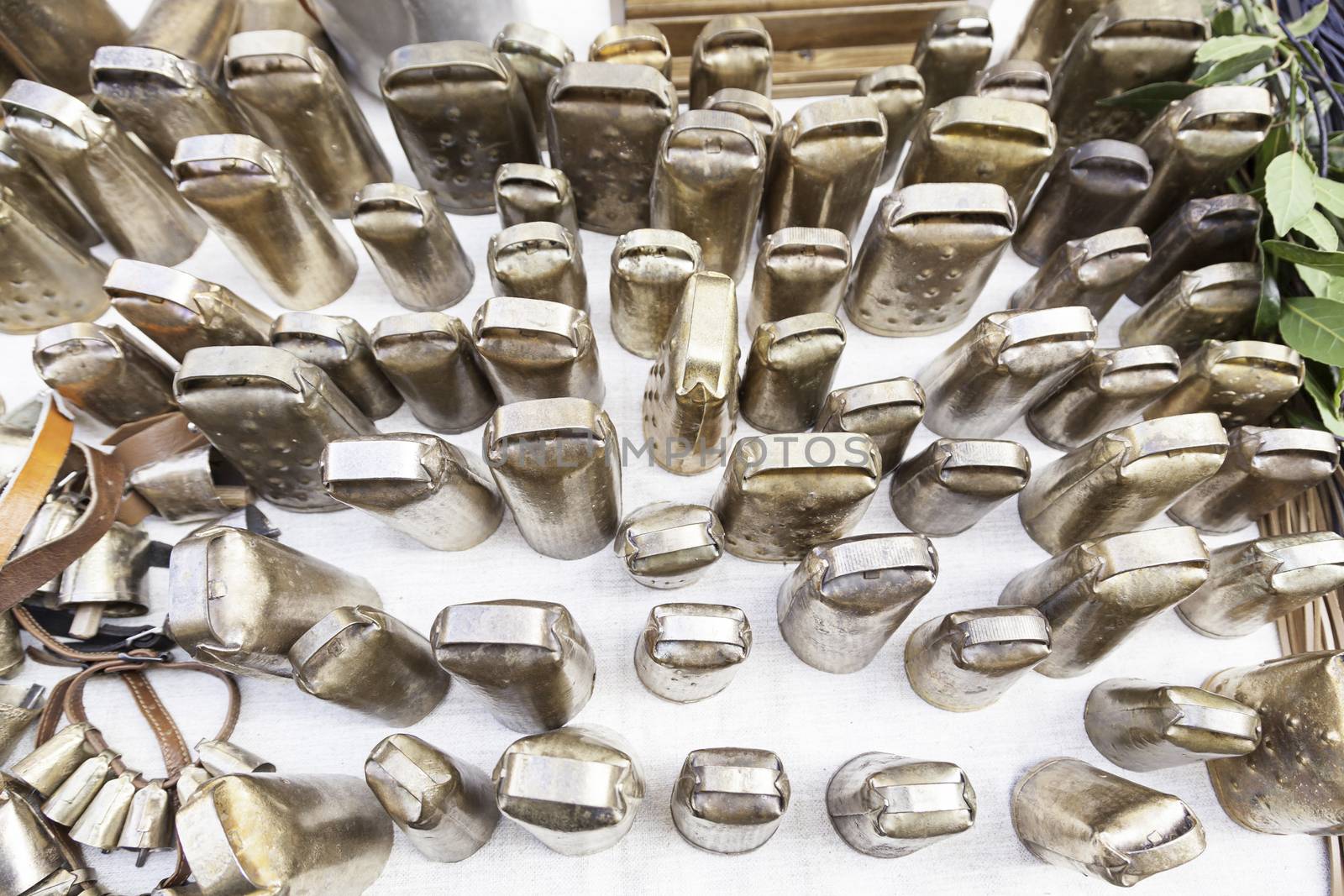 Gold metal bells, metal detail about musical instruments, traditional art