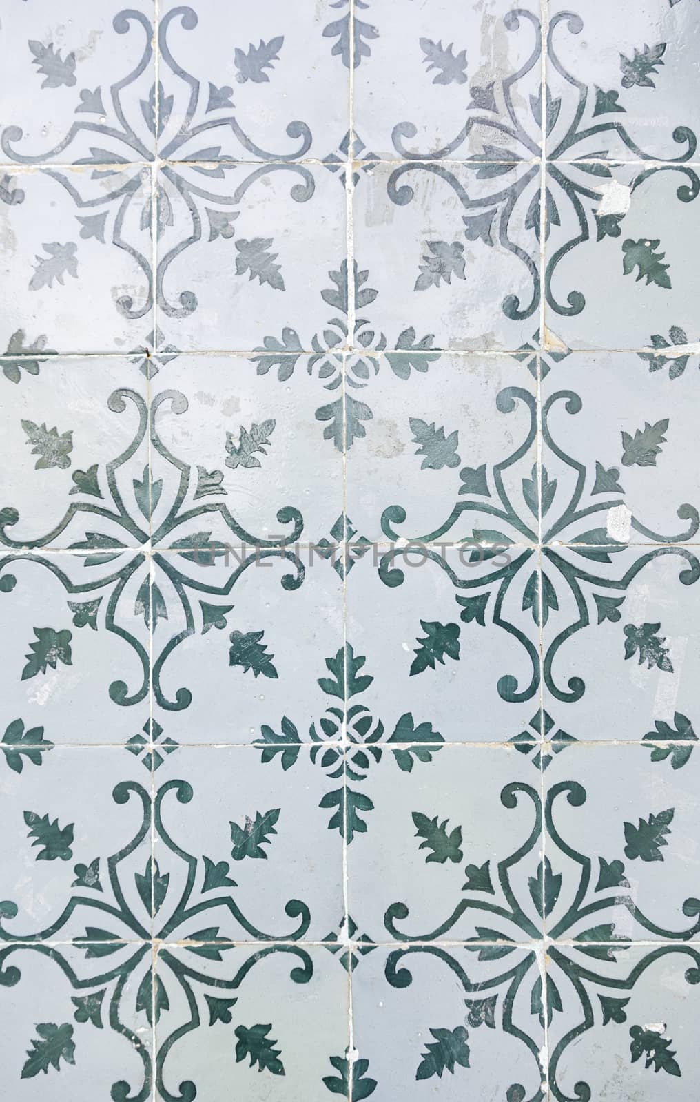 Typical old Lisbon tiles, detail of a classic ceramic tiles, art of Portugal