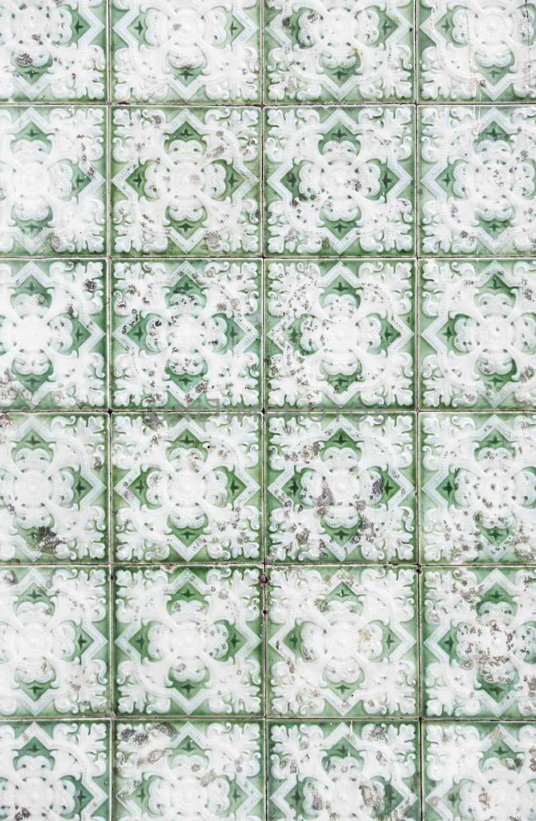 Typical old Lisbon tiles, detail of a classic ceramic tiles, art of Portugal