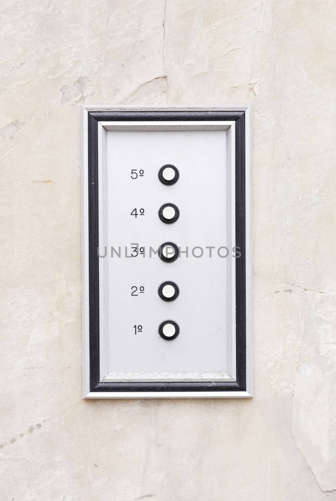 Old intercom in a house, detail of a electric apparatus in the facade of a building