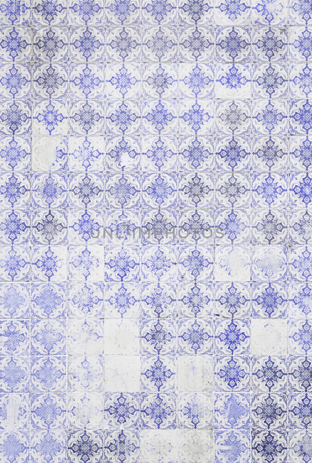 Typical old Lisbon tiles, detail of a classic ceramic tiles, art of Portugal