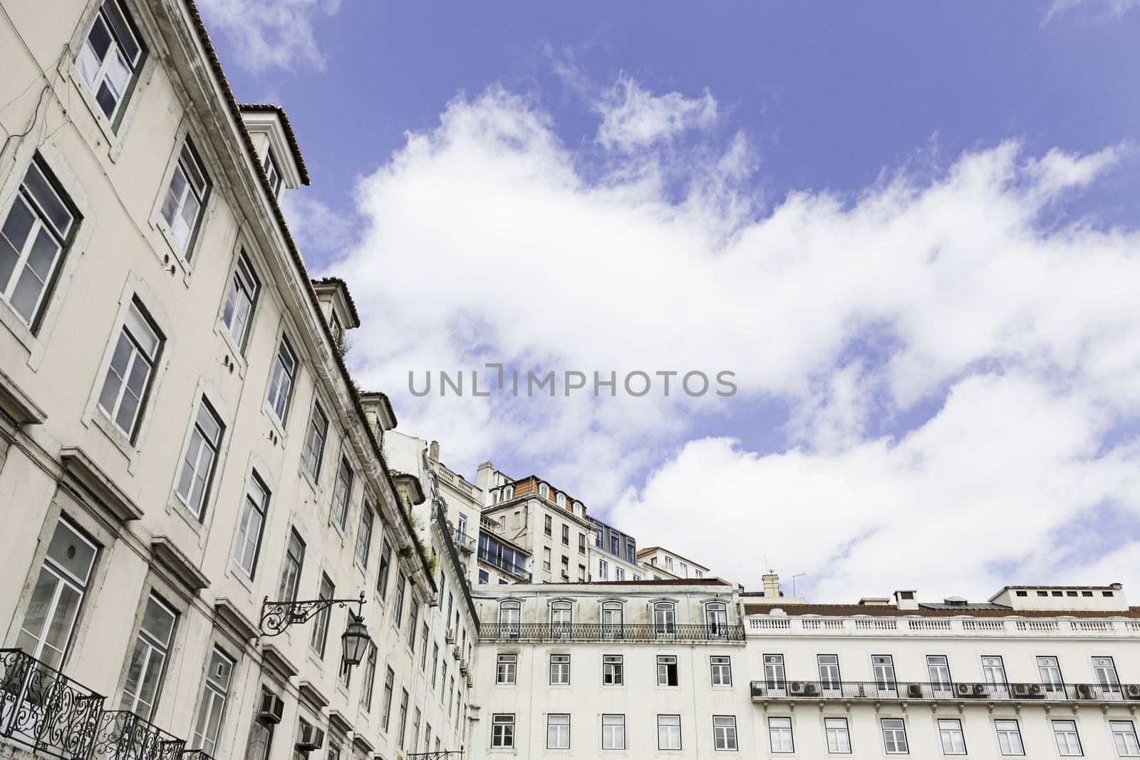 Typical facade tiles in Lisbon, facade detail of an ancient decorated