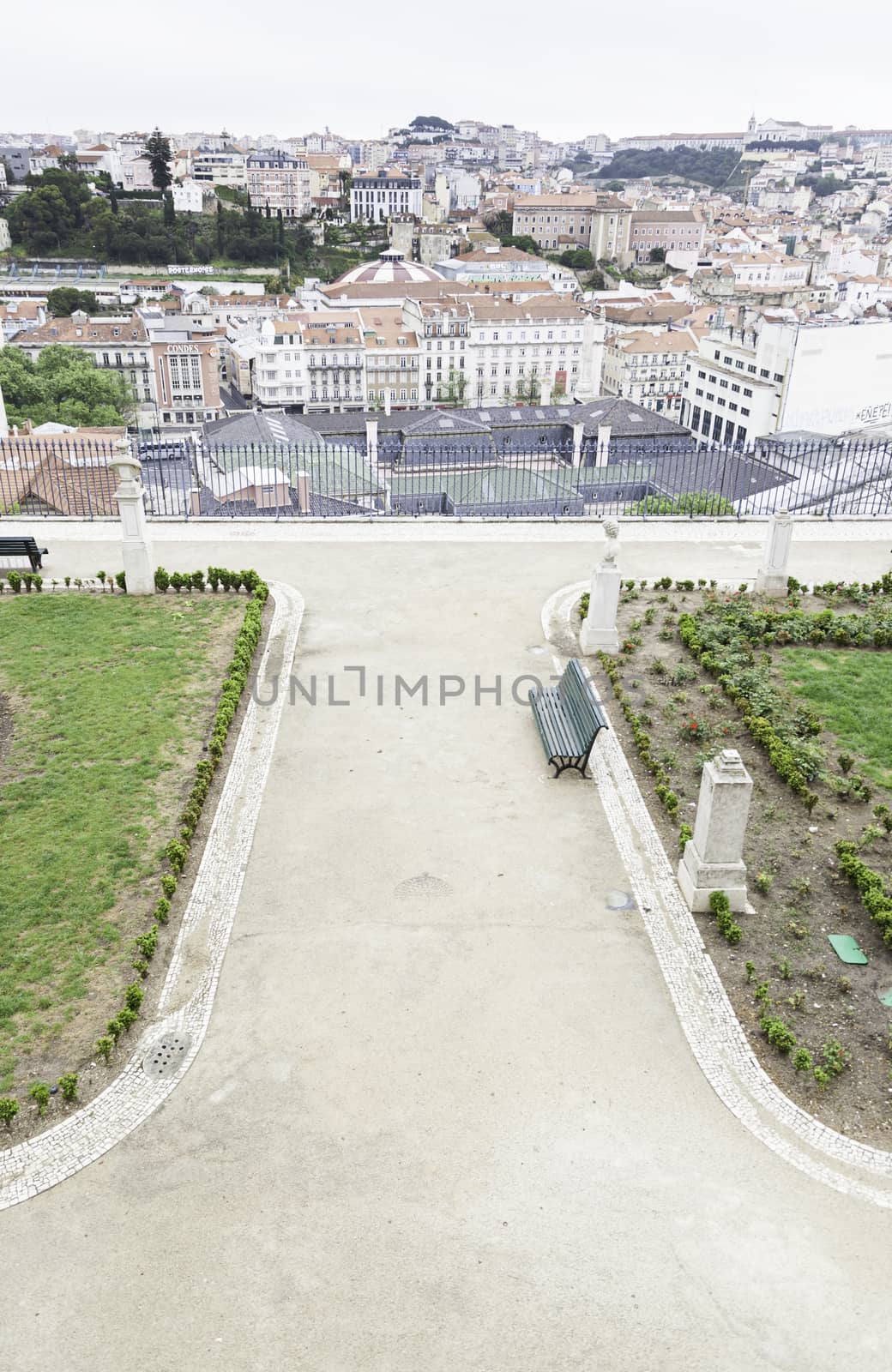 Park overlooking the city of Lisbon, detail of a park in ciuad