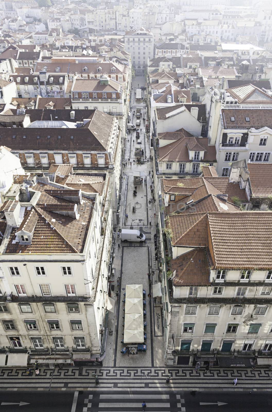 Panoramic view of the city of Lisbon, a detail of Lisbon streets, tourist city, Portugal