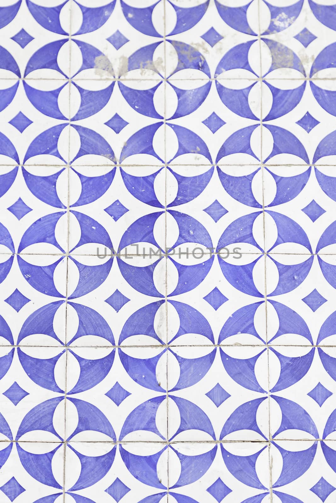 Wall tiles with typical old Lisbon, detail of traditional decoration of Portugal, ceramic art