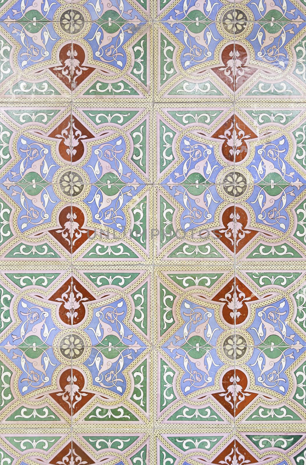 Typical old Lisbon tiles, detail of a classic ceramic tiles, art of Portugal