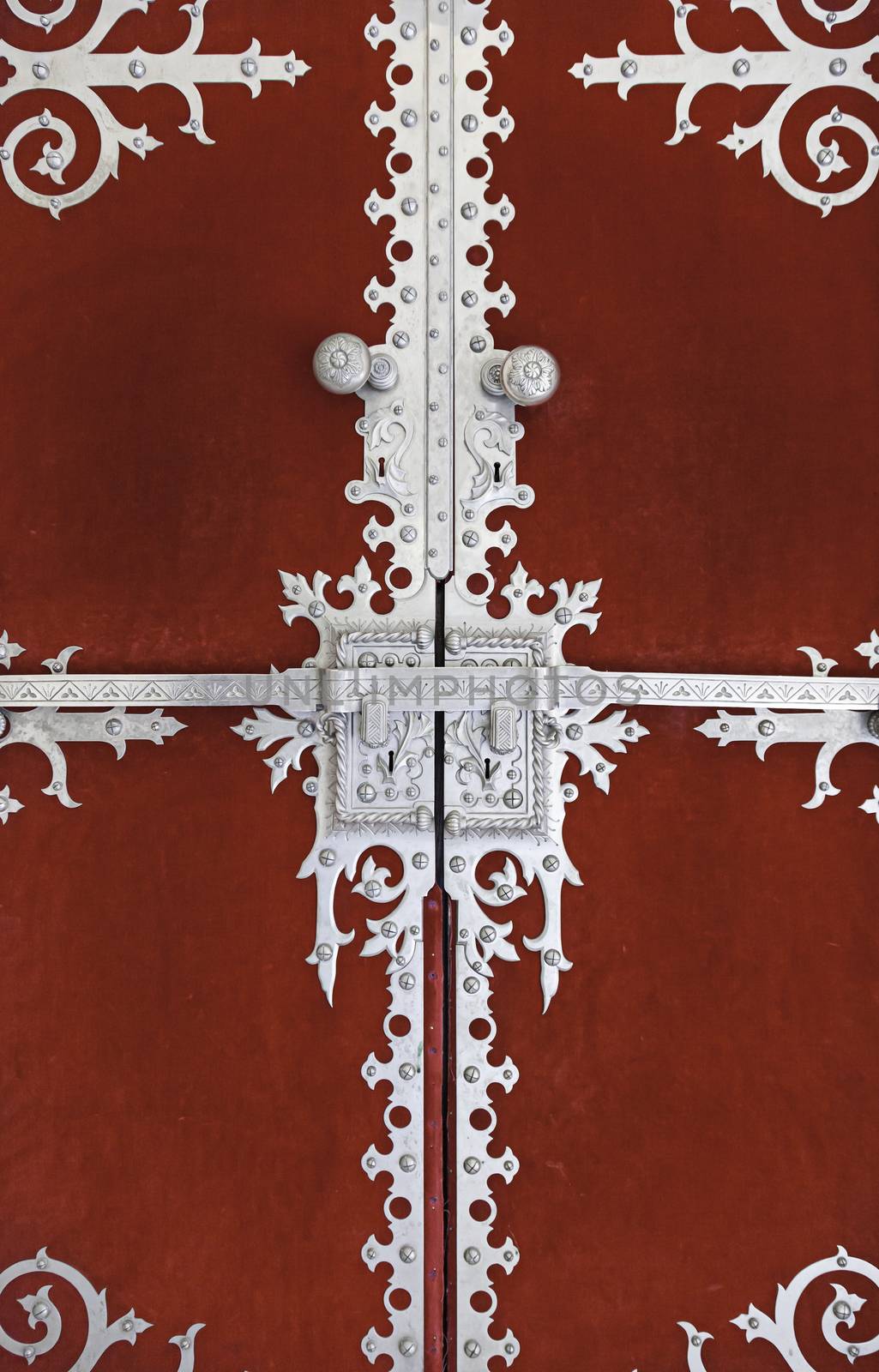 Old door in the town of Sintra, a door decorated detail inside the Palacio da Pena