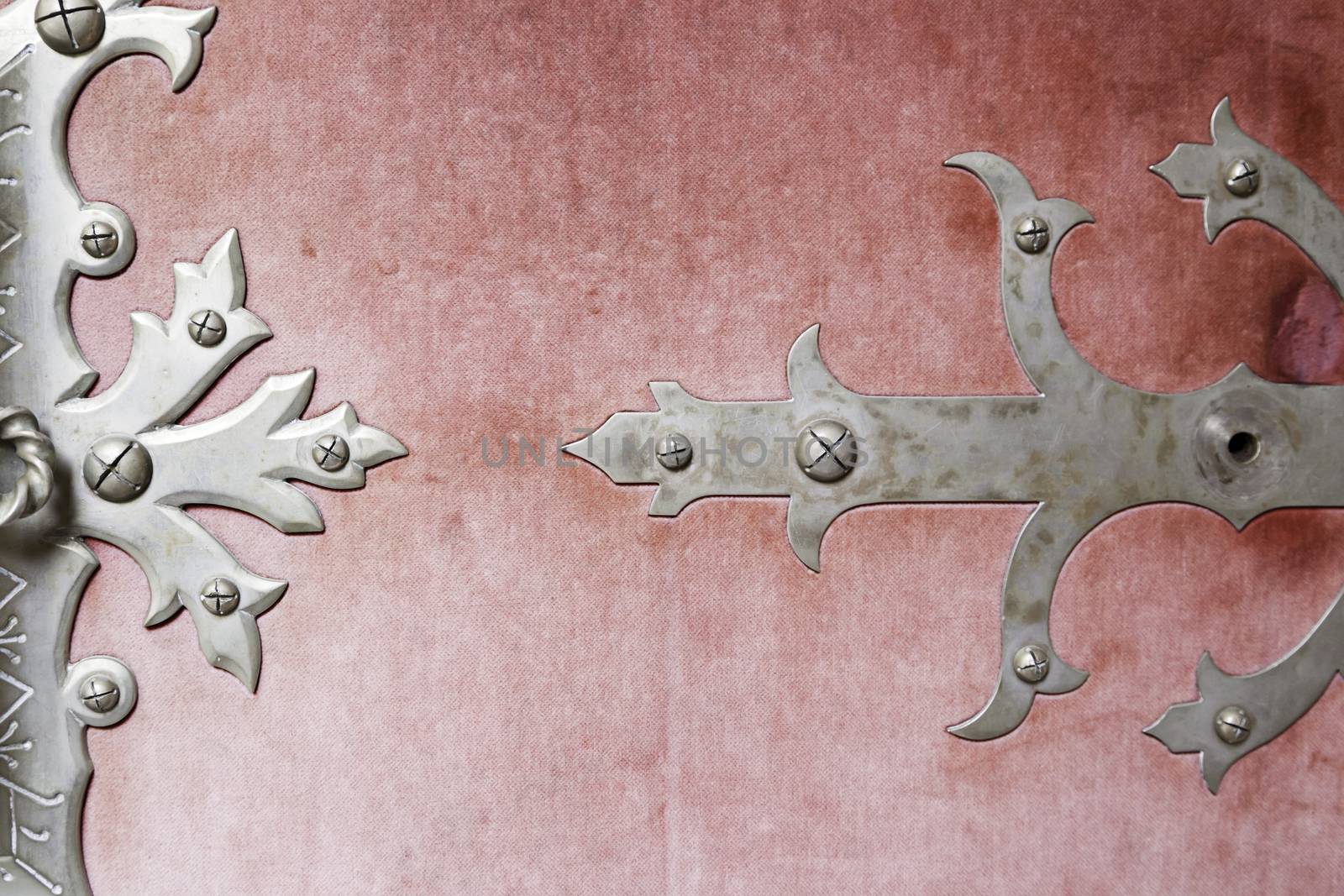 Old door in the town of Sintra, a door decorated detail inside the Palacio da Pena