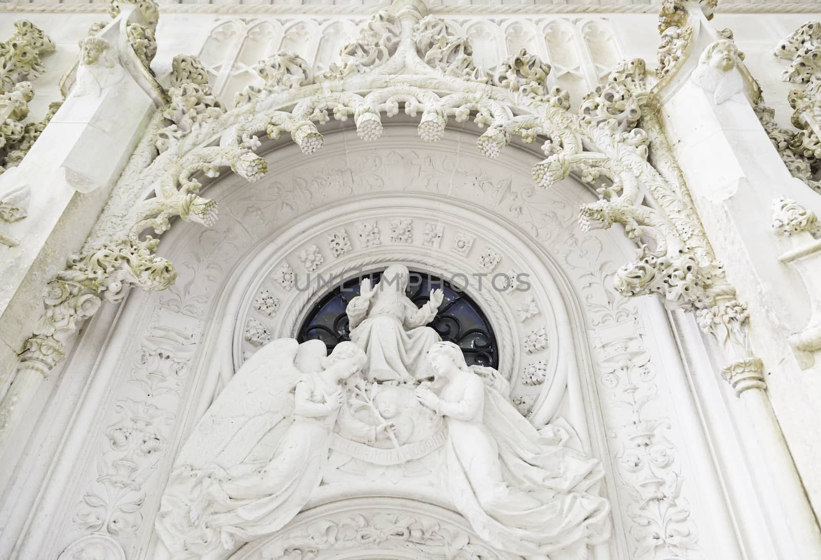 Old Manueline church, detail of a porch in Sintra, Portugal, religious art