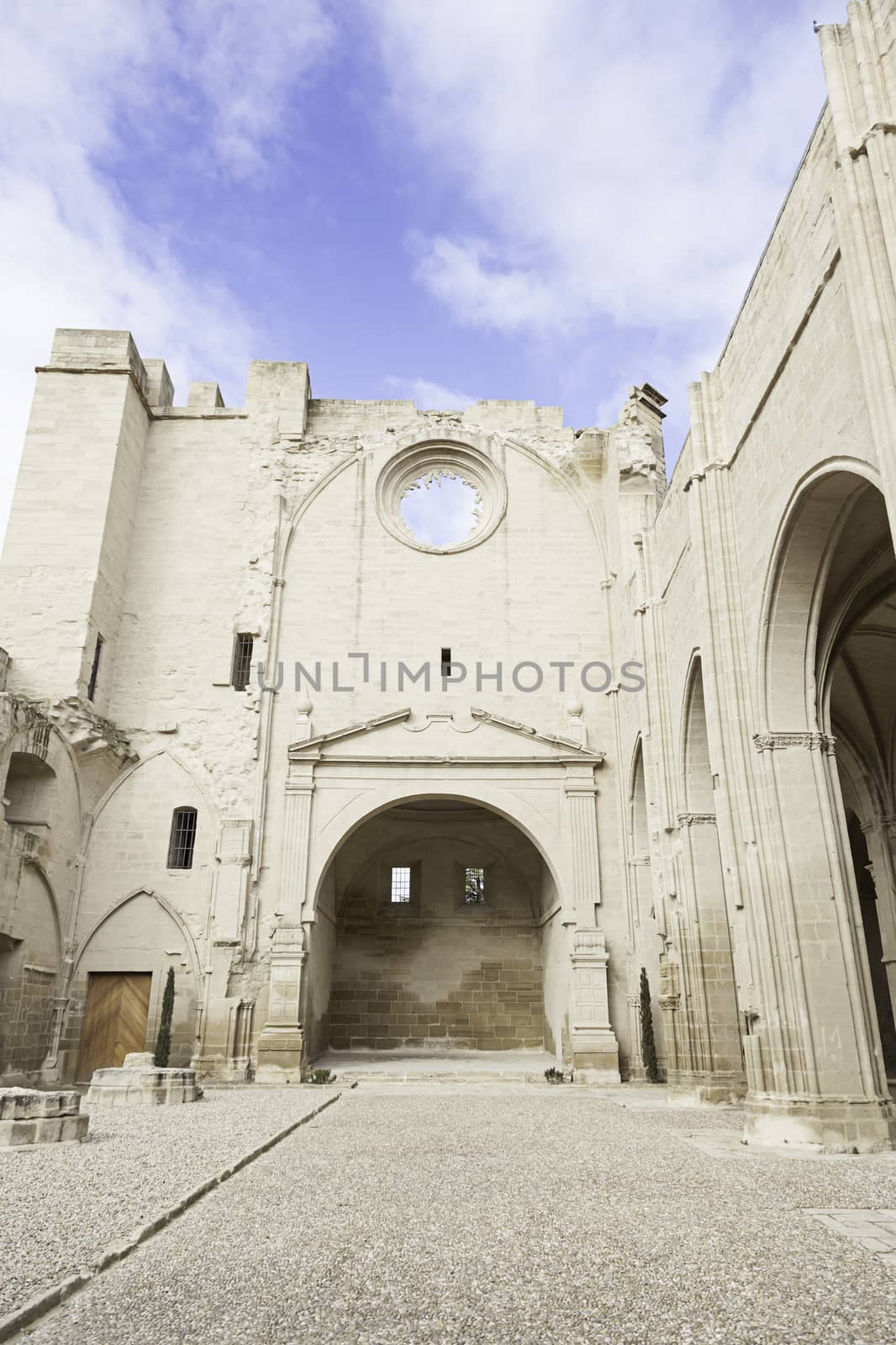 Interior of medieval ruined church, detail of an ancient religious monument abandoned,medieval art in Spain