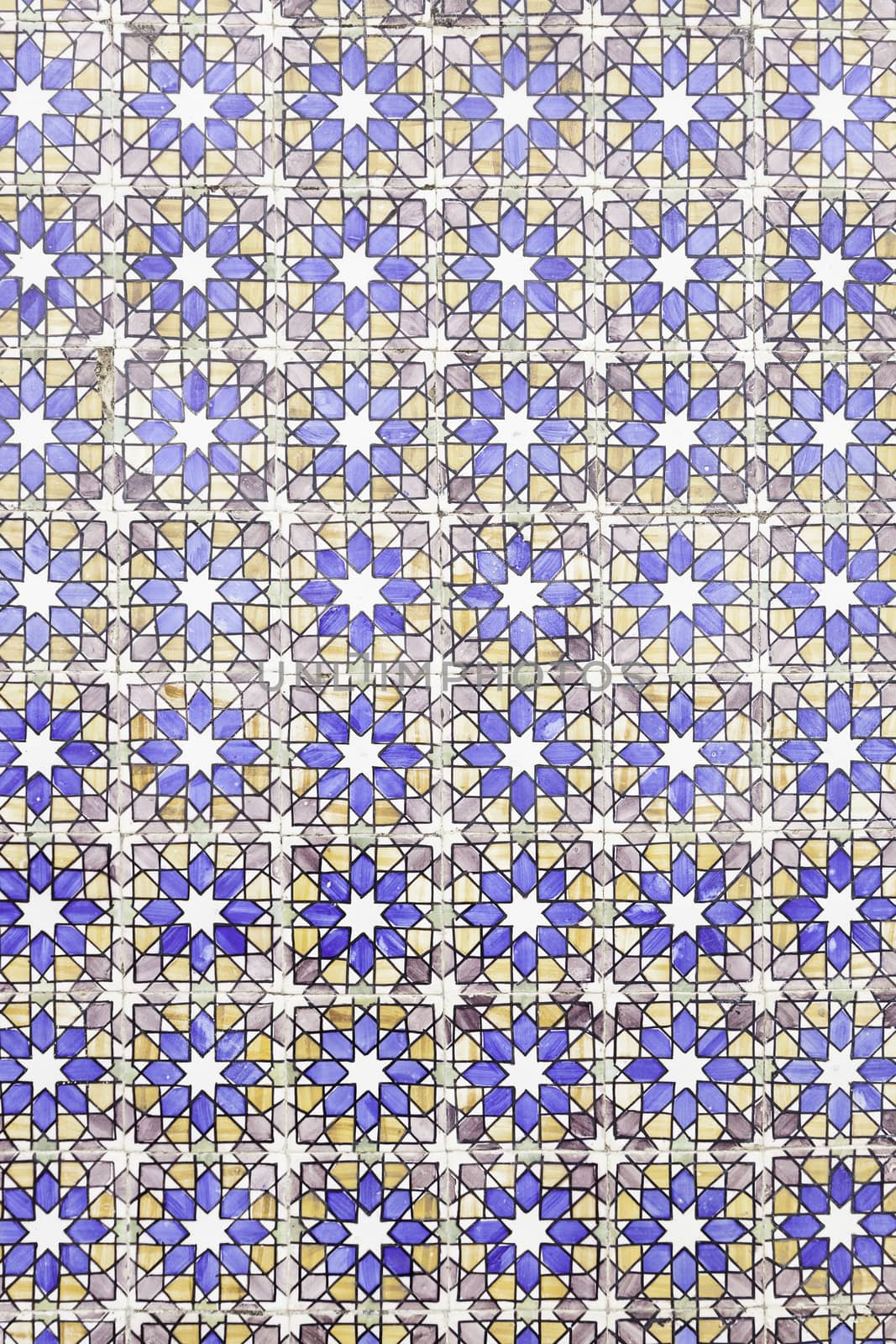 Wall tiles with typical old Lisbon, detail of traditional decoration of Portugal, ceramic art