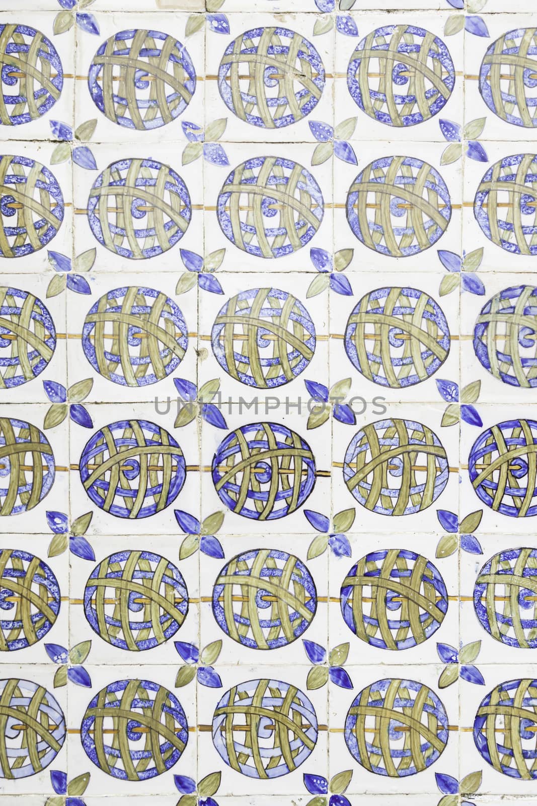 Wall tiles with typical old Lisbon, detail of traditional decoration of Portugal, ceramic art