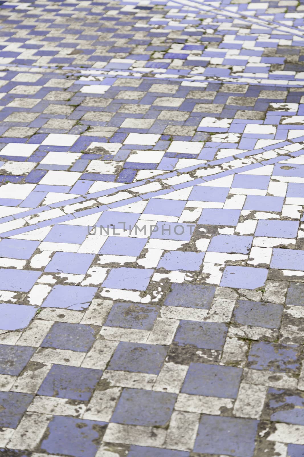 Wall tiles with typical old Lisbon, detail of traditional decoration of Portugal, ceramic art