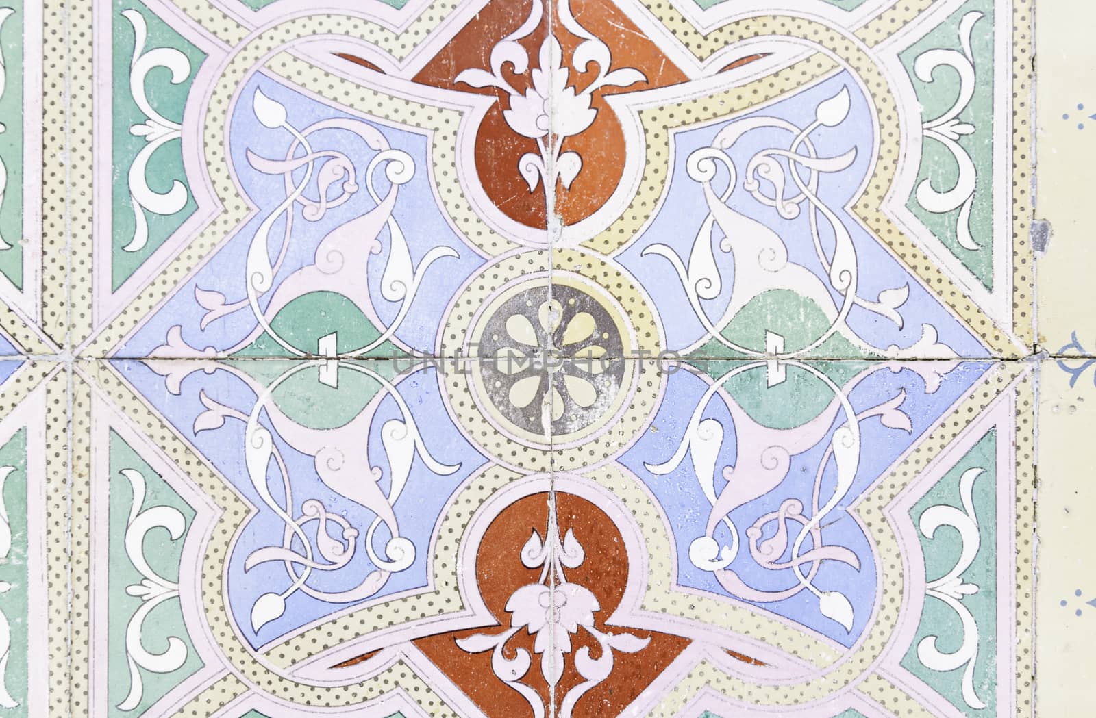Wall tiles with typical old Lisbon, detail of traditional decoration of Portugal, ceramic art