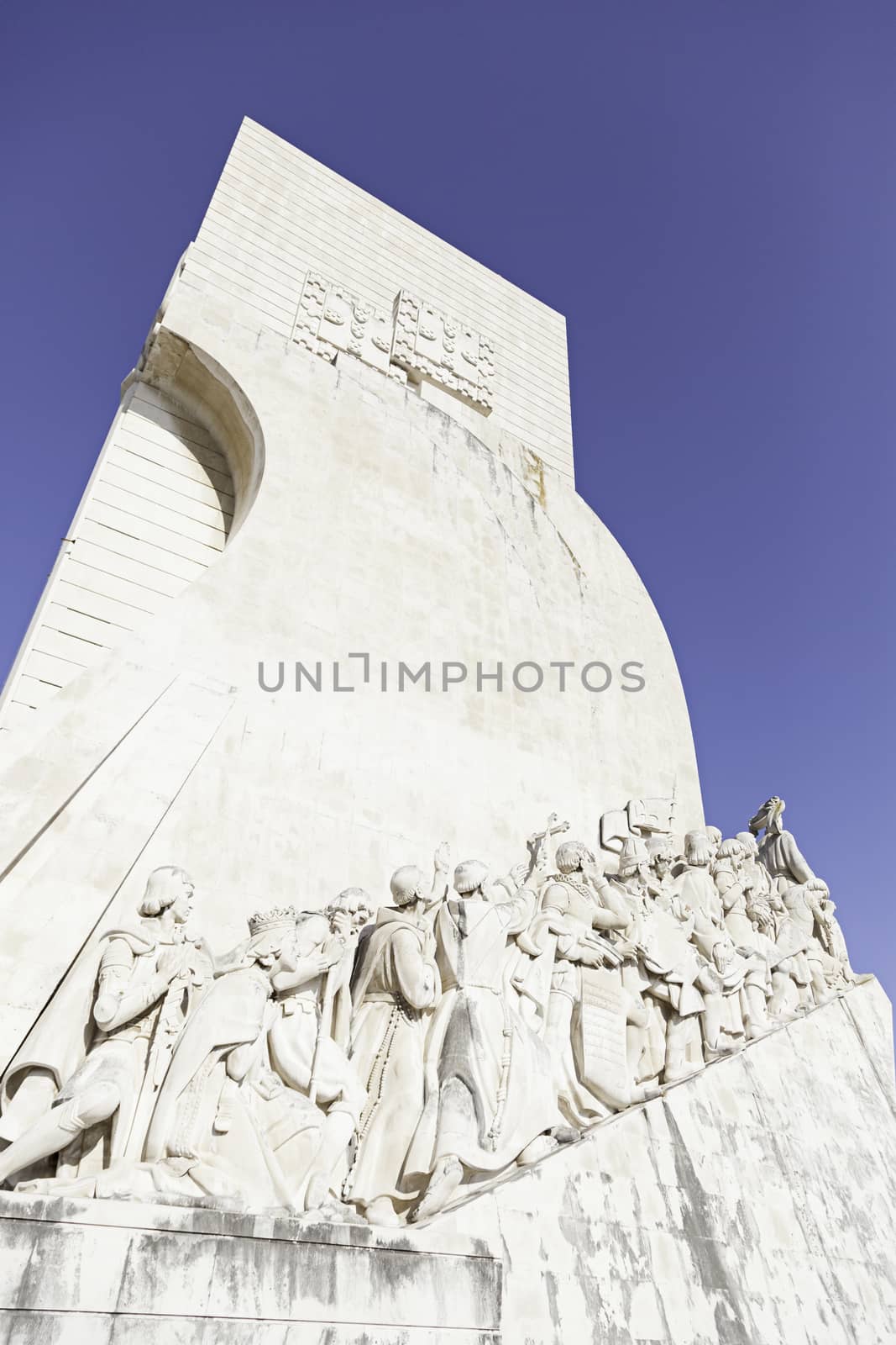 Discoverers Monument Lisbon, detail of a historical monument in Portugal