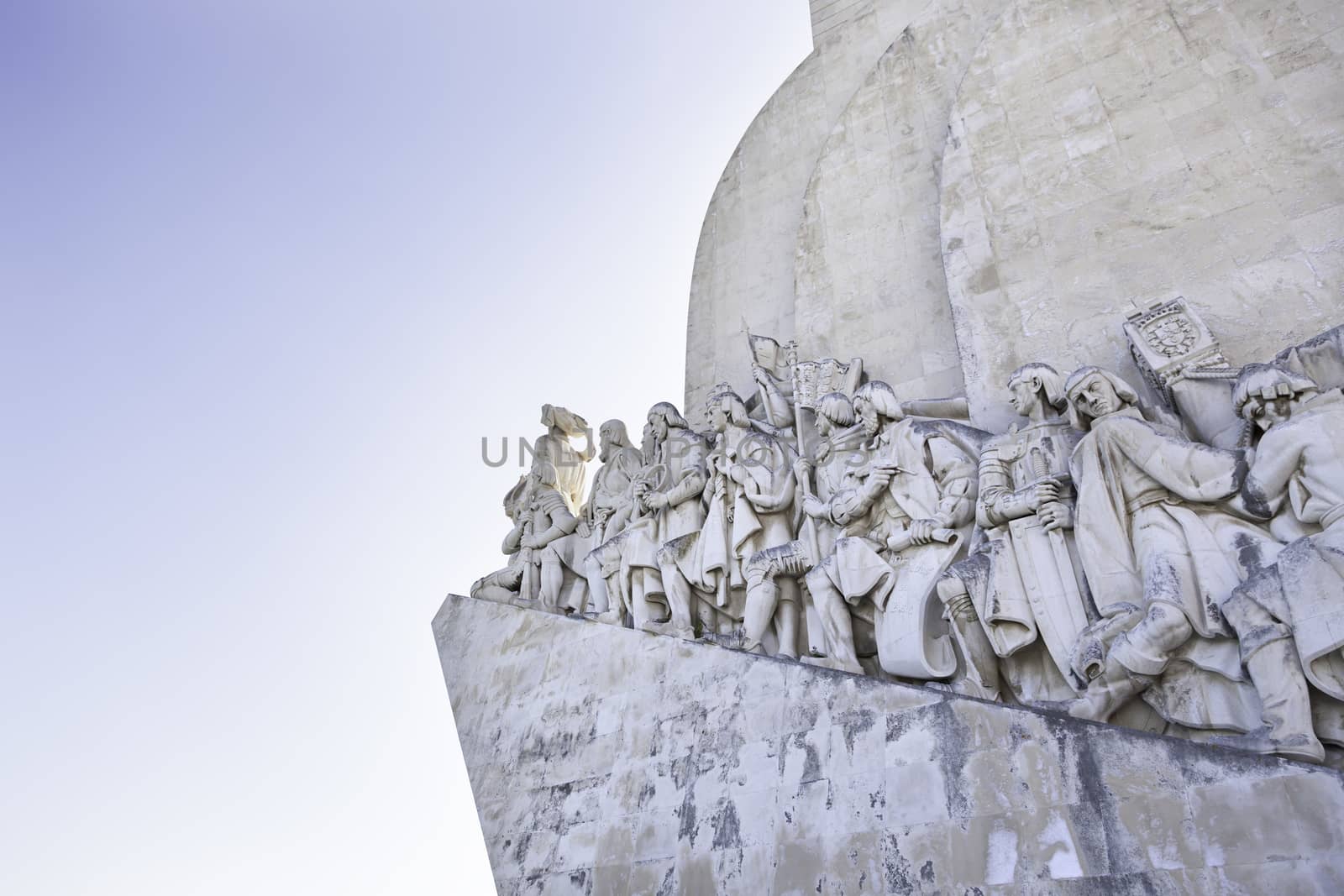 Discoverers Monument Lisbon, detail of a historical monument in Portugal