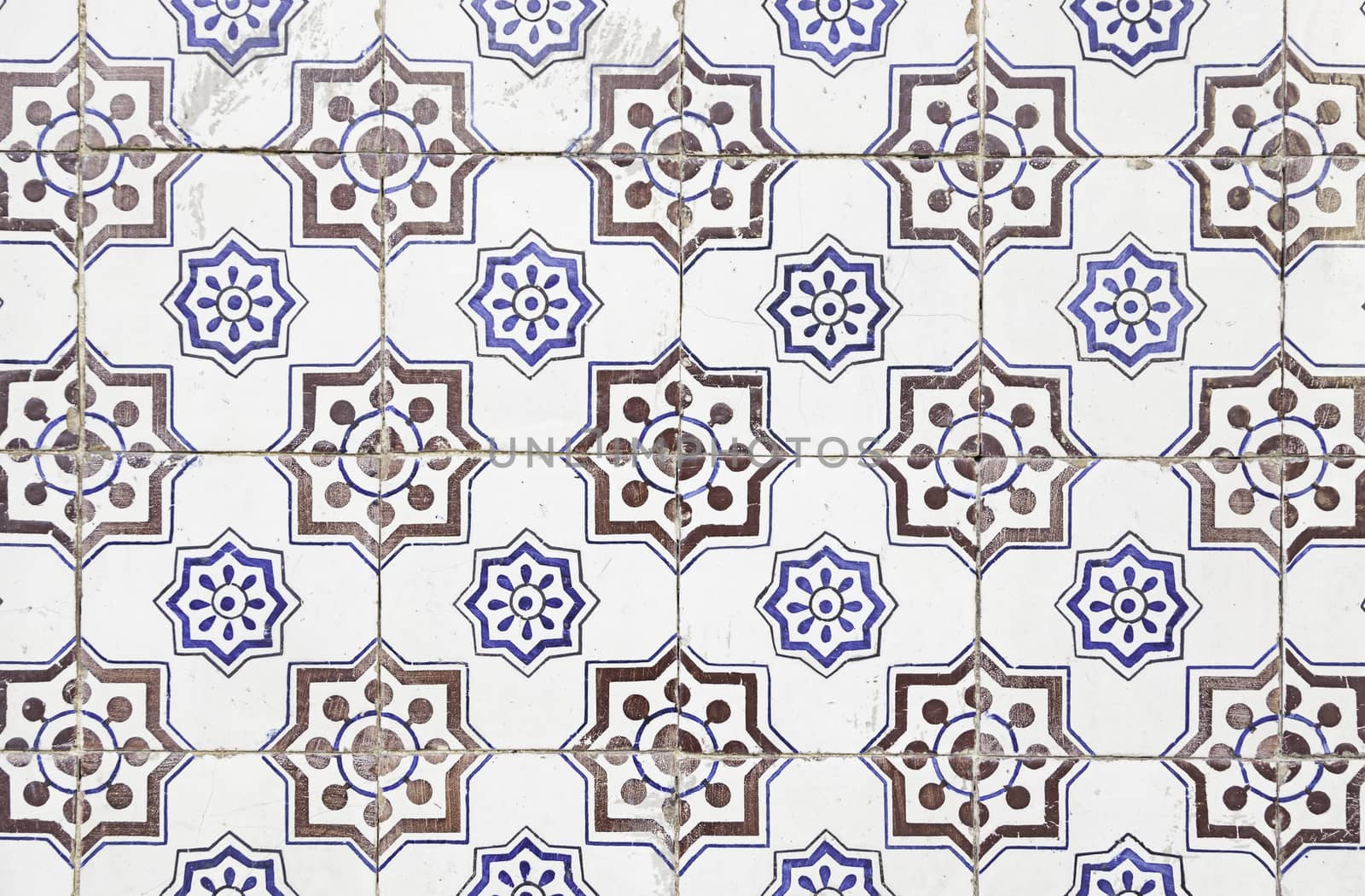 Wall tiles with typical old Lisbon, detail of traditional decoration of Portugal, ceramic art