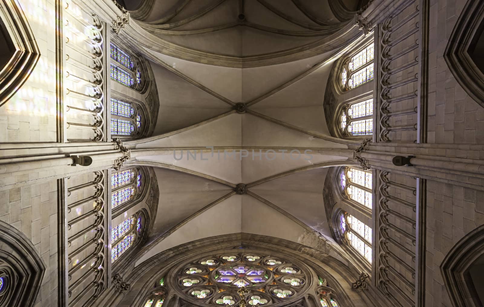 Roofs of a Gothic church, detail of the interior of an old church, art and architecture