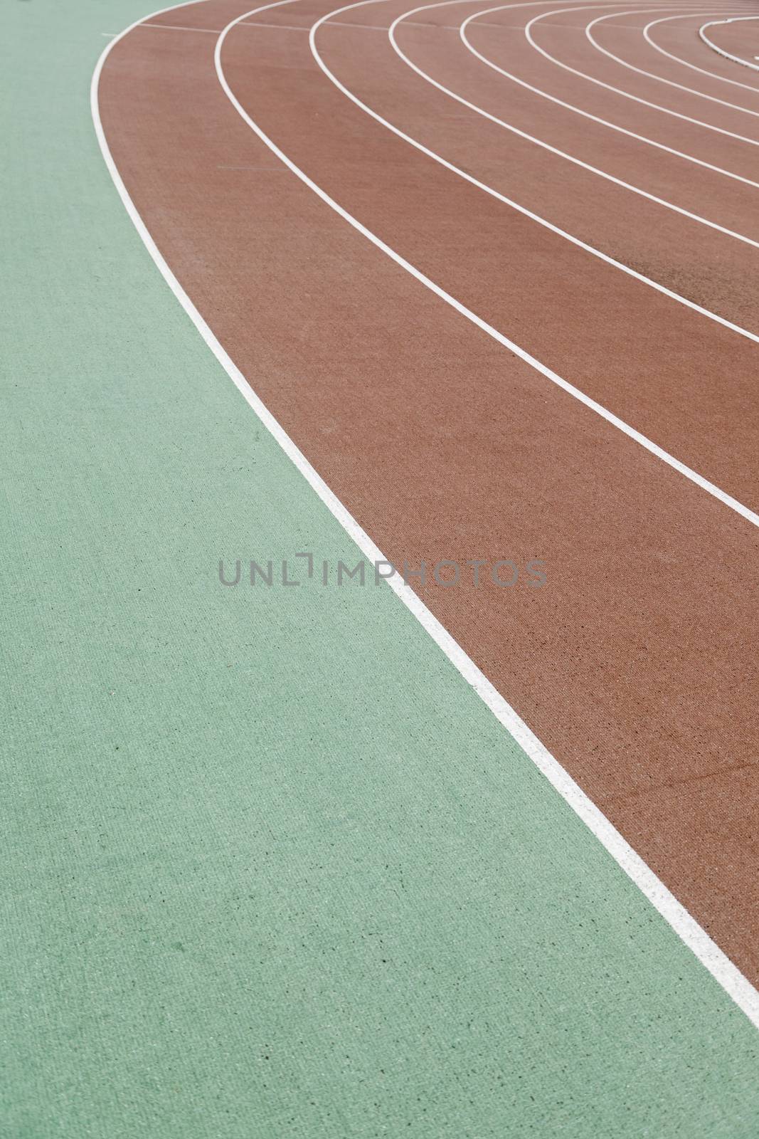 Curve track, detail of outdoor athletics, individual sport, aerobic exercise