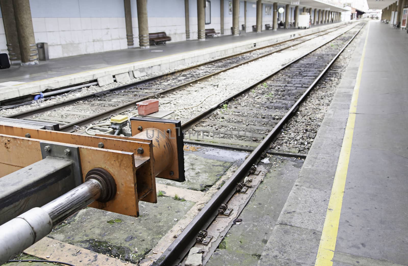 Train Station in the city, detail of an old station for trains, transportation