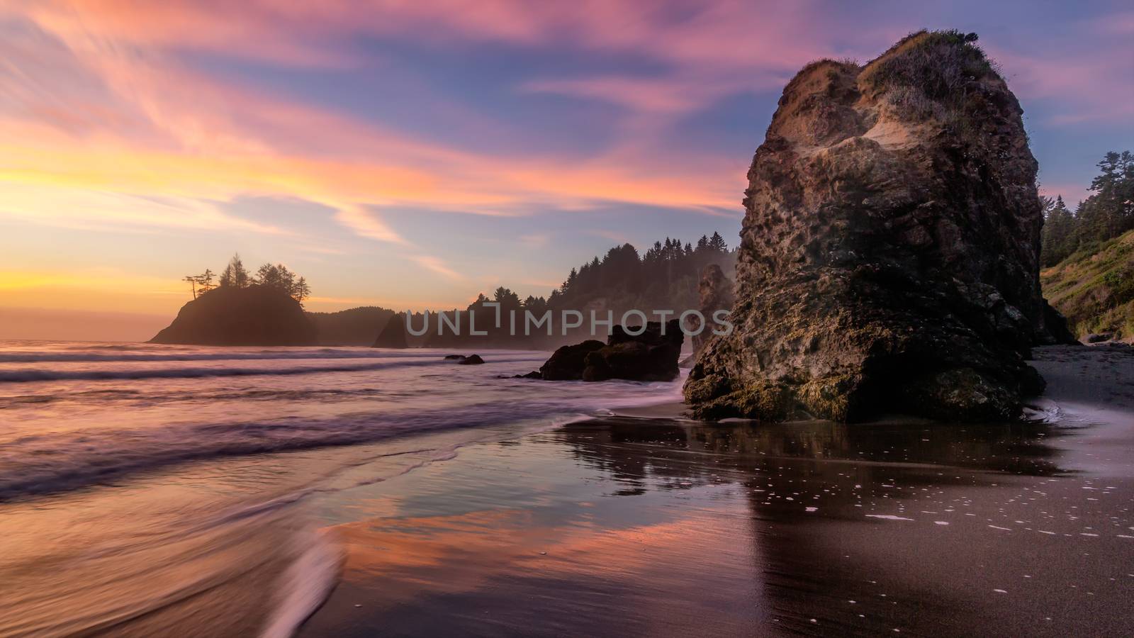 Evening Sunset at a Tropical Rocky Beach by backyard_photography
